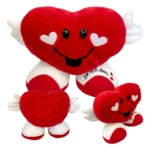 Almofada Decorativa Coração Mq Imports Pelúcia Vermelha e Branca 25cm