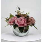 Arranjo Flores Rosas Lindas Vaso Prata 30x25cm